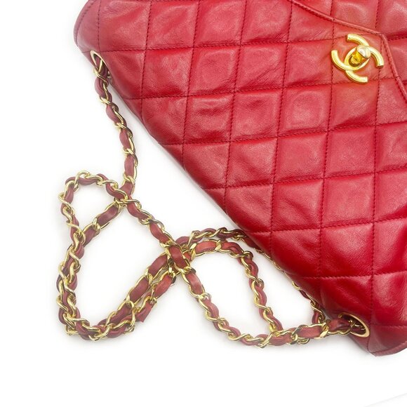 Authentic CHANEL CC 24K Vintage Jumbo Envelope Flap Bag Lambskin Timeless Red - Picture 16 of 16